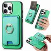 Per iPhone 13 Pro Max Retro Cross Leather Card Bag MagSafe Custodia per telefono (verde)