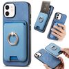 Per iPhone 12 Retro Cross Leather Card Bag MagSafe Custodia per telefono (blu)