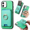 Per iPhone 12 Retro Cross Leather Card Bag MagSafe Custodia per telefono (verde)