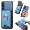 Per Sony Xperia 1 VI Retro Cross Leather Ring Vertical Insert Card Bag MagSafe Custodia per telefono (blu)