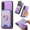 Per Sony Xperia 1 VI Retro Cross Leather Ring Vertical Insert Card Bag MagSafe Custodia per telefono (viola)