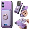 Per Sony Xperia 5 V Retro Cross Leather Ring Vertical Insert Card Bag MagSafe Custodia per telefono (viola)