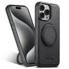 Per iPhone 15 Pro Suteni G3 360 Supporto Rotante MagSafe Custodia Posteriore in Pelle Denim per Telefono (Nero)
