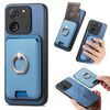 Per Redmi K60 Ultra Retro Cross Leather Ring Vertical Insert Card Bag MagSafe Custodia per telefono (blu)