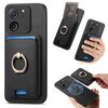 Per Redmi K60 Ultra Retro Cross Leather Ring Vertical Insert Card Bag MagSafe Custodia per telefono (nero)