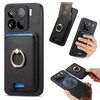 Per Xiaomi 15 Pro Retro Cross Leather Ring Vertical Insert Card Bag MagSafe Custodia per telefono (nero)