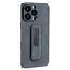 Per iPhone 16 Pro Custodia antiurto con supporto push-pull in pelle PU (nero)