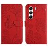 Custodia a libro in pelle con motivo a farfalla per Tecno Camon 40 Pro 5G (rossa)