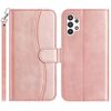 Per Samsung Galaxy A13 4G Custodia in pelle a forma di S a doppia piega (oro rosa)