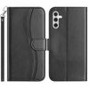 Per Samsung Galaxy A13 5G Custodia in pelle a forma di S a doppia piega (nera)