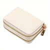 Portafoglio da donna con cerniera doppia, grande capacità, porta carte in PU (beige)