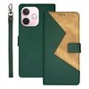 Per OPPO A5 Pro 5G Global idewei Custodia per telefono in pelle con cuciture bicolore (verde)