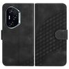 Custodia in pelle per telefono con testa di elefante in rilievo per Honor 400 con cordino (nero)