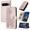 Per Google Pixel 10 Pro XL Custodia per telefono in pelle con motivo a fiori di Datura (oro rosa)