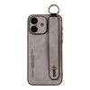 Per iPhone 16 Custodia per telefono con cinturino in pelle di agnello (grigio chiaro)