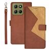Per Motorola Moto G15 Power idewei Custodia per telefono in pelle con cuciture bicolore (marrone)