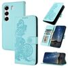 Per Tecno Camon 40 4G Custodia in pelle con motivo a fiori di Datura (azzurro chiaro)