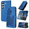 Per Tecno Camon 40 Pro 4G Datura Flower Embossed Flip Custodia in Pelle per Telefono (Blu)
