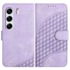 Per Tecno Camon 40 4G Custodia in pelle con motivo a testa di elefante e cordino (viola chiaro)