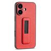 Per iPhone 16 Plus Custodia antiurto con supporto push-pull in pelle PU (rosso)