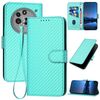 Per Nothing Phone 3a Pro YX0070 Custodia in pelle con fibbia in fibra di carbonio e cordino (azzurro chiaro)