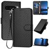 Per Google Pixel 10 Pro XL YX0070 Custodia in pelle con fibbia in fibra di carbonio e cordino (nero)