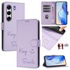 Per Tecno Camon 40 4G Smile Embossing RFID Custodia in pelle per telefono (viola chiaro)