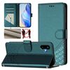 Per Samsung Galaxy F06 5G / M06 5G Custodia per telefono in pelle con stampa a nido d'ape RFID (verde pavone)