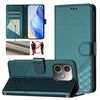 Custodia per telefono in pelle con stampa a nido d'ape RFID per OPPO A5 Pro 5G (verde pavone)