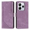 Per Redmi Note 14 4G 164,84 mm Custodia in pelle con motivo a strisce Skin Feel e cordino lungo (viola)