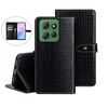 Per Motorola Moto G Power 2025 idewei Custodia per telefono in pelle con texture di coccodrillo (nera)
