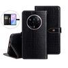 Per Realme 14 Pro 5G idewei Custodia per telefono in pelle con texture di coccodrillo (nero)