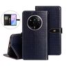 Per Realme 14 Pro 5G idewei Custodia per telefono in pelle con texture di coccodrillo (blu scuro)
