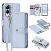 Per Samsung Galaxy S25 Edge 5G DUX DUCIS Lawa Series 2 in 1 Portafoglio con Cerniera Custodia per Telefono MagSafe Staccabile con Cordino (Azzurro)