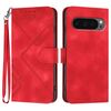 Per Google Pixel 10 Pro XL Custodia per telefono in pelle con motivo a linee (rosso)