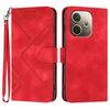 Per OPPO A5 Pro 5G Custodia per telefono in pelle con motivo a linee (rosso)