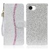 Per iPhone 16e Custodia in pelle con glitter in polvere (argento)