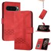 Per Google Pixel 10 Pro XL Custodia per telefono in pelle con effetto pelle cubica (rosso)