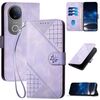 Per vivo V50 Custodia in pelle con motivo a farfalla in rilievo con cordino (viola chiaro)