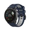 Per Garmin QuickFit 22mm Kalebol Cinturino in silicone bicolore (blu grigio)