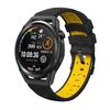 Cinturino per orologio in silicone universale Kalebol da 22 mm con tre file di fori (nero giallo)