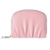 Portafoglio da donna con cerniera in PU, plissettato, corto, semplice, in tinta unita (rosa)