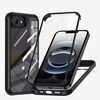 Per iPhone 16e Custodia protettiva in plastica e vetro bifacciale per telefono (nero)