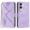 Per vivo Y29s 5G / Y04 4G Custodia per telefono in pelle con motivo a linee globali (viola chiaro)