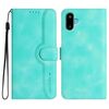 Per Samsung Galaxy F06 5G / M06 5G Custodia in pelle con motivo a cuore (azzurro chiaro)