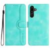 Per Samsung Galaxy F16 5G / M16 5G Custodia in pelle con motivo a cuore (azzurro chiaro)