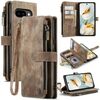 Per Google Pixel 9a CaseMe C30 Custodia per telefono in pelle con cerniera e slot per schede (marrone)