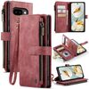 Per Google Pixel 9a CaseMe C30 Custodia per telefono in pelle con cerniera e slot per schede (rosso vino)