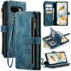 Per Google Pixel 9a CaseMe C30 Custodia per telefono in pelle con cerniera e slot per schede (blu)