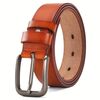 Dandali Cintura con fibbia ad ardiglione in pelle anticata da uomo, cintura casual con fibbia ad ardiglione semplice, lunghezza: 120 cm (marrone)